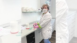 BtM/Rezepturen: „Versorgung lässt sich nicht verschicken“ PTA Nadine König beim Herstellen einer Rezeptur.