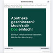 „Apotheke geschlossen? DocMorris!“ „Apotheke geschlossen? DocMorris!“
